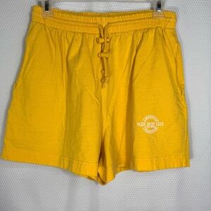 Vintage Yellow Paris Sport Club Casual Drawstring Shorts